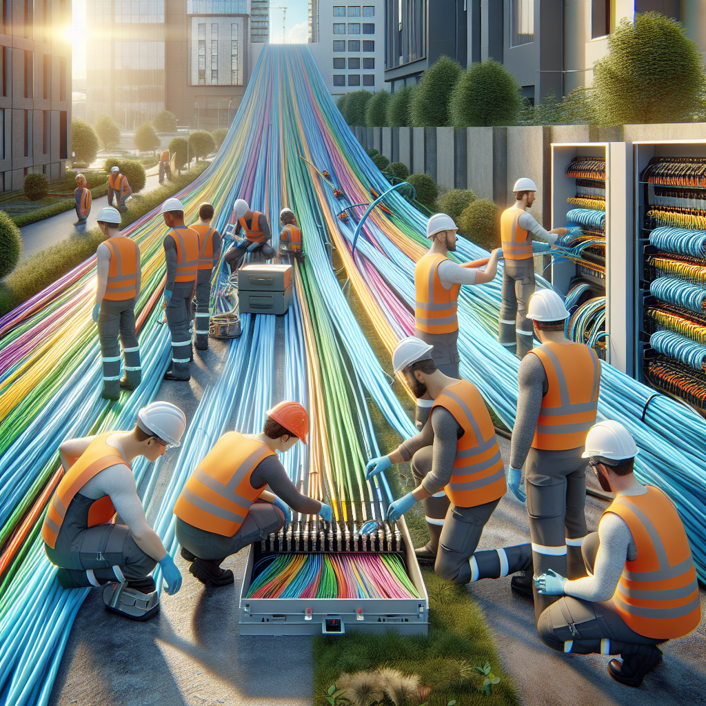 Realistic stock image of fiber optic installation