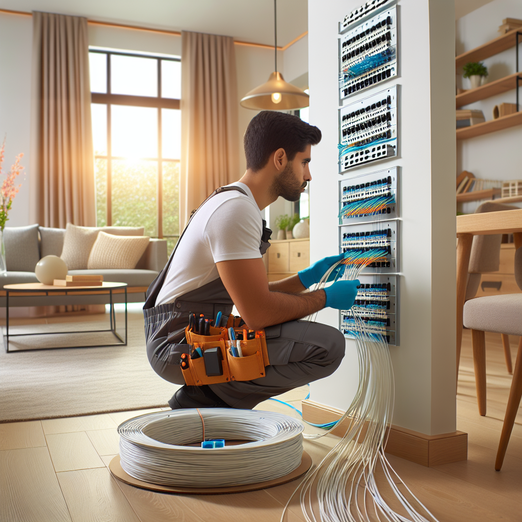 Modern fiber optic installation in a residential home